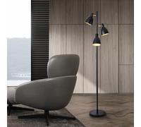 lux.pro Lampadaire avec 3 Douilles E14 Lampe sur Pied Élégante Luminaire Design Intemporel pour Intérieur Salon Chambre Bureau Métal Hauteur 154 cm Noir Or