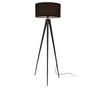 lux.pro Lampadaire Lampe à Pied avec Abat-Jour Tripode Métal et Tissu 1 x E27 Noir 153 cm