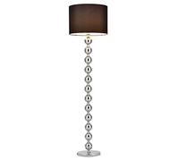 lux.pro Lampadaire Lampe sur Pied Métal Tissu Noir Chrome Hauteur : 155 cm Diamètre de l'Abat-jour : 48 cm Douille : 1 x E27