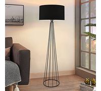lux.pro Lampadaire Stylé Pied Conique Lampe sur Pied Métal Tissu Douille E27 Hauteur 155 cm Anthracite Noir