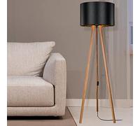 lux.pro Lampadaire Stylé Trépied Lampe sur Pied MDF PVC Textile Douille E27 Hauteur 136 cm Bambou Noir