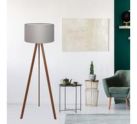 lux.pro Lampadaire Trépied Style Intemporel Lampe sur Pied Élégante LED Luminaire Design pour Salon Chambre Bureau Lampe de Lecture E27 PVC MDF Tissu Hauteur 140 cm Effet Bois Gris