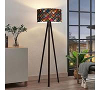 lux.pro Lampadaire Trépied Style Intemporel Lampe sur Pied Élégante LED Luminaire Design pour Salon Chambre Bureau Lampe de Lecture Décorative Stable E27 MDF Tissu Hauteur 140 cm Noir Multicolore