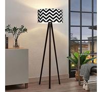 lux.pro Lampadaire Trépied Style Intemporel Lampe sur Pied Élégante LED Luminaire Design pour Salon Chambre Bureau Lampe de Lecture Décorative Stable E27 MDF Tissu Hauteur 140 cm Noir Blanc
