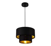lux.pro Lampe à Suspendre Moderne Suspension Design Douille E27 60W en Métal et Textile Diamètre 30 cm Noir Doré
