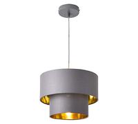 lux.pro Lampe à Suspendre Moderne Suspension Design Douille E27 60W en Métal et Textile Diamètre 30 cm Gris Doré