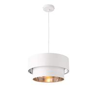 lux.pro Lampe à Suspendre Moderne Suspension Design Douille E27 60W en Métal et Textile Diamètre 40 cm Blanc Argenté
