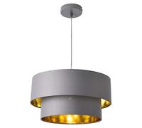 lux.pro Lampe à Suspendre Moderne Suspension Design Douille E27 60W en Métal et Textile Diamètre 40 cm Gris Doré