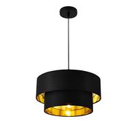 lux.pro Lampe à Suspendre Moderne Suspension Design Douille E27 60W en Métal et Textile Diamètre 40 cm Noir Doré