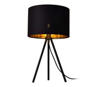 lux.pro Lampe de Bureau Élégante Lampe de Table Stylée Liseuse Trépied E14 Métal Tissu Hauteur 51 cm Noir Doré