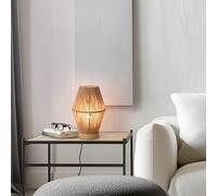 lux.pro Lampe de Table Moderne et Stylée Lampe de Bureau Lampe de Chevet pour Salon Chambre Douille E27 Longueur de Câble 150 cm Métal Corde de Jute 25 x 16 x 16 cm Effet Bois Naturel