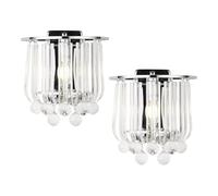lux.pro Lot de 2 Appliques Murale E14 Set de 2 Luminaires Abat-Jour avec Cristaux Artificiels Ensemble de 2 Lampes pour Salon Chambre Bureau Métal Plastique 24 x 22 x 15 cm Chrome