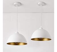 lux.pro Lot de 2 Lampes à Suspension Éclairage Intérieur Hauteur Réglable Métal Diamètre 30 cm Blanc Doré