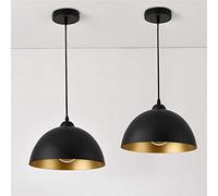lux.pro Lot de 2 Lampes à Suspension Éclairage Intérieur Hauteur Réglable Métal Diamètre 30 cm Noir Doré