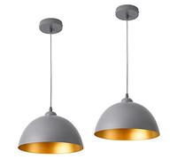 lux.pro Lot de 2 Lampes à Suspension Éclairage Intérieur Hauteur Réglable Métal E27 Diamètre 30 cm Gris Doré