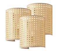 lux.pro Lot de 3 Appliques Murales Design Intemporel Ensemble de 3 Luminaires Sophistiquées pour Salon Entrée Bureau Chambre E27 Métal Plastique Tressé 20 x 16 x 12 cm Blanc Aspect Rotin