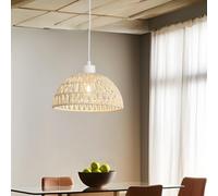 lux.pro Suspension Design Intemporel Lampe à Suspendre Moderne et Stylée Lustre avec Douille E27 Réglable en Hauteur pour Salon Chambre Bureau Métal Rotin Hauteur Totale 156 cm Blanc