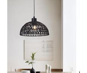 lux.pro Suspension Design Intemporel Lampe à Suspendre Moderne et Stylée Lustre avec Douille E27 Réglable en Hauteur pour Salon Chambre Bureau Métal Rotin Hauteur Totale 156 cm Noir