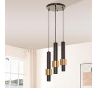 lux.pro Suspension Design Moderne avec 3 Abat-Jour Décoratifs Lampe Suspendue avec 3 Douille GU10 pour Salon Salle à Manger Bureau Métal Hauteur Max 200 cm Noir Or