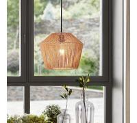 lux.pro Suspension en Corde Tissée Luminaire Suspendu Style Bohème Lustre Design Lampe avec Abat-Jour pour Salon Chambre Entrée Cuisine Métal Polypropylène 158 x 33 cm Noir Beige