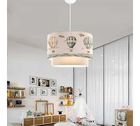 lux.pro Suspension Luminaire Charmante pour Enfant Plafonnier Lustre Lampe à Suspendre Accueillante Abat-jour Double Chambre d'Enfant E27 Plastique Tissu Hauteur 70 cm Motif Ballons à Air Chaud Blanc