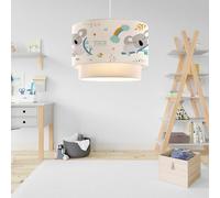 lux.pro Suspension Luminaire Charmante pour Enfant Plafonnier Lustre Lampe à Suspendre Accueillante avec Abat-jour Double Chambre d'Enfant E27 Plastique Tissu Hauteur 70 cm Motif Koala Blanc