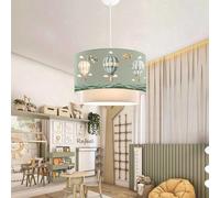 lux.pro Suspension Luminaire Charmante pour Enfant Plafonnier Lustre Lampe à Suspendre Accueillante Abat-jour Double Chambre d'Enfant E27 Plastique Tissu Hauteur 70 cm Motif Ballons à Air Chaud Vert