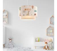 lux.pro Suspension Luminaire Charmante pour Enfant Plafonnier Lustre Lampe à Suspendre Accueillante avec Abat-jour Double Chambre d'Enfant E27 Plastique Tissu Hauteur 70 cm Motif Girafe Blanc