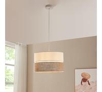 lux.pro Suspension Luminaire Moderne Stylé Plafonnier Éclairage Suspendu E27 60W Assemblage Simple Stable Élégant Salon Chambre Bureau Métal Tissu Hauteur Totale 157 cm Blanc Effet Lin