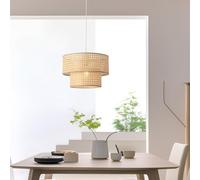 lux.pro Suspension Moderne et Stylée Lampe à Suspendre avec Abat-Jour Ø 30 cm Douille E27 Luminaire pour Salon Chambre Bureau Cuisine Salle à Manger Métal PVC Blanc Aspect Rotin