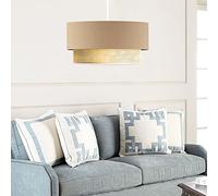lux.pro Suspension Stylée Luminaire Intérieur Lampe à Suspendre E27 Plastique Tissu Hauteur 70 cm Blanc Beige Jaune