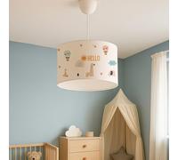 lux.pro Suspension Stylée pour Enfant Luminaire Intérieur Lampe à Suspendre Chambre d'Enfant Motif Giraffe E27 Plastique Tissu Hauteur 70 cm Blanc