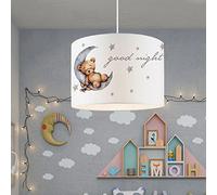 lux.pro Suspension Stylée pour Enfant Luminaire Intérieur Lampe à Suspendre Chambre d'Enfant Motif Nounours E27 Plastique Tissu Hauteur 70 cm Blanc