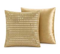 Lux Sparkles London Bead Embedded Lot de 2 housses de coussin Doré 45 x 45 cm