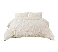 Luxe 2 Pièces Romantique Rose Bleu Violet Classique Pintuck Parures de Lit avec Taie d'oreiller, 140x200cm Pincement Pli Gris Housse de Couette 1 Personne Fille Garçon (Jaune)