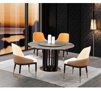 Luxe Design Salle à Manger Table Ronde 4x Fauteuils Classiques Chaises Appliquées 4pcs