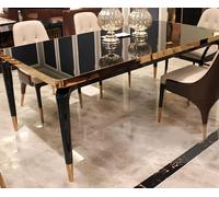 Luxe Designer Acier Inoxydable Métal Table de salle à manger Verre Tables Bonzen Salle de séjour Italie