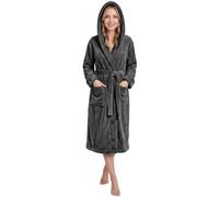 Luxe Doux Robe de Chambre Femme Polaire à Capuche Douillet Peignoir de Bain | Peignoir à capuche en polaire douce avec ceinture réglable et 2 poches pour se détendre confortablement et se détendre au