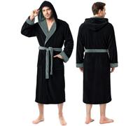 Luxe Doux Robe de Chambre Homme Polaire à Capuche Douillet Peignoir de Bain