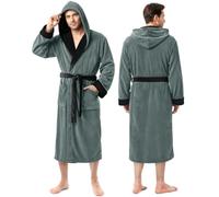 Luxe Doux Robe de Chambre Homme Polaire à Capuche Douillet Peignoir de Bain