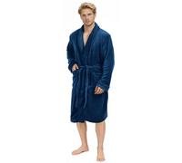Luxe Doux Robe de Chambre Homme Polaire Col Châle Douillet Peignoir de Bain