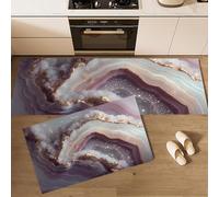 Luxe Et Élégance Tapis de Cuisine 2 pièces, Lignes Dégradé Abstraites Tapis de Cuisine antidérapant et Lavable, Violet Clair Absorbant l'eau et résistant aux Taches - 50x80+50x120cm