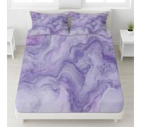 Luxe Marbre Drap Housse 140 x 200 cm, Parure de Lit Délicat Pierre Ligne Texture pour Enfants Ado Adultes, Drap de Lit Microfibre Brossée Douce, Housse de Matelas Respirante
