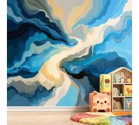 Luxe Moderne Papier Peint Panoramique 450L x 315H cm, Abstrait Agate Effet Marbre Fresque Murale Papier Peint - Vert d'Eau Murale Poster Tableaux pour Salon Chambre à Coucher Maison Décoration