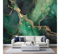 Luxe Moderne Papier Peint Panoramique 450L x 315H cm, Art Abstrait Vert Foncé Fluide Marbre Affiche Fresque Murale, Vert Foncé Papier Peint 3D Mural pour Salon Chambre d'enfants Salle de Jeu Décor