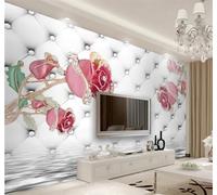 Luxe Rose Rose Sac Souple Bijoux Papier Peint 3D Installation Facile Intissé Tapisserie Bureau Salon Canapé Chambre Décoration Murale-250cm×170cm