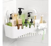 Luxear Étagère Angle à Ventouse Douche, Serviteur de Rangement Douche | sans Perçage Reutilisable, Grandes Panier de Rangement Mural Serviteur Accessoire pour Salle de Bain/Chambre/Cuisine Blanc