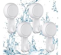 Luxear Lot de 4 Crochet Ventouse Puissante Salle de Bain Douche Accroche 3KG Forte, Ustensile Porte Serviette Couronne Peignoir Torchon Cuisine, Crochet Mural Ventouse Vacuum Plastique Blanc