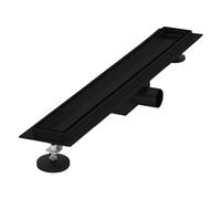 LuxeBath Caniveau de Douche 60 cm 2en1 à Carreler, Noir, Acier Inoxydable, avec Appareil Désodorisant et Filtre à Cheveaux Amovible, Pieds Réglable en Hauteur, Siphon Double Face, Écoulement de Sol