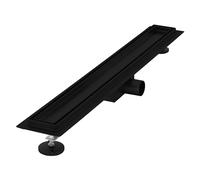 LuxeBath Caniveau de Douche 70 cm 2en1 à Carreler, Noir, Acier Inoxydable, avec Appareil Désodorisant et Filtre à Cheveaux Amovible, Pieds Réglable en Hauteur, Siphon Double Face, Écoulement de Sol